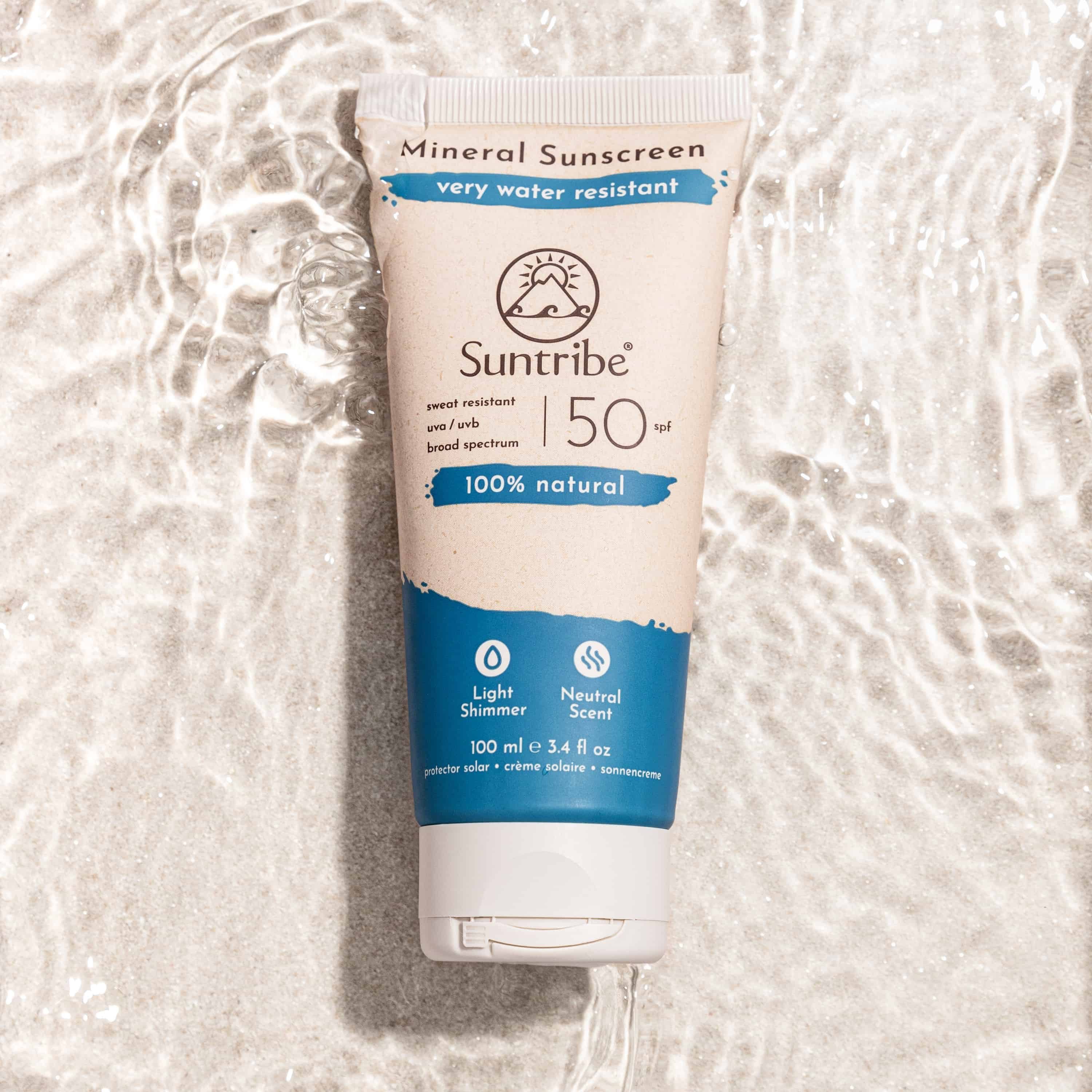 Suntribe Sonnenschutzcreme BIO Mineralisch LSF 50 - Sonnencreme ohne chemische UV-Filter, 1 Tube 100 ml, 100% Natürlich - 0% Zusätze - 0% Mikroplastik, 0% Nano