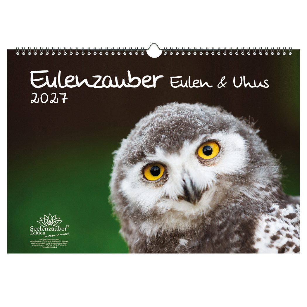 Seelenzauber Wandkalender Eulenzauber Eulen und Uhus DIN A3 Kalender für 2027 - Seelenzauber