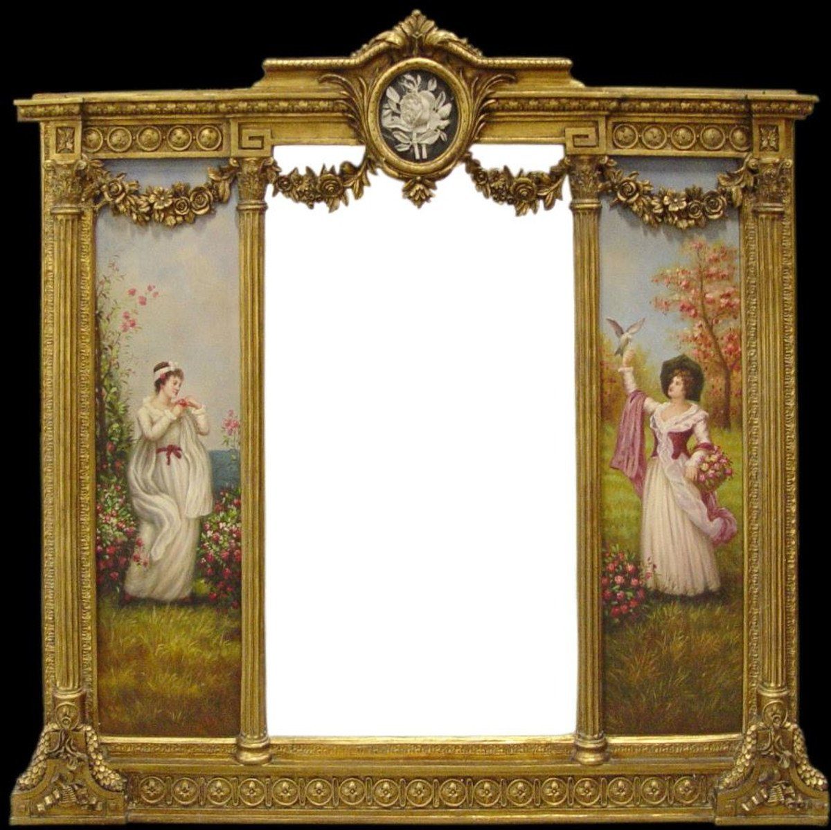 cm und Barockspiegel Ornamenten Gold Blumen Luxus cm Gemälden 146,4 - Barock x mit Spiegel Wandspiegel Barock - Links Rechts mit Goldener 152,5 Spiegel Padrino Casa
