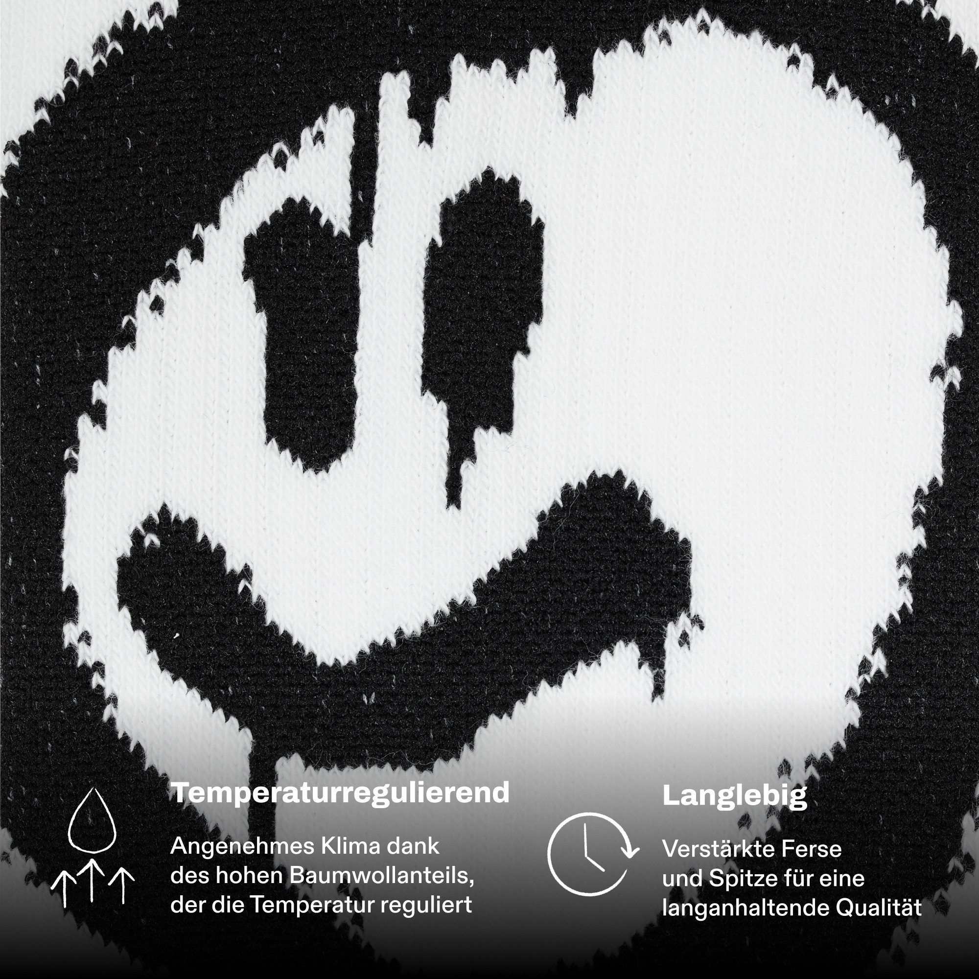 von Jungfeld Tennissocken SMILEY Bio-Baumwolle 35-46 Unisex 2 Paar (2-Paar, 2er-Pack) Hohe Sportsocken aus Bio-Baumwolle für Damen & Herren