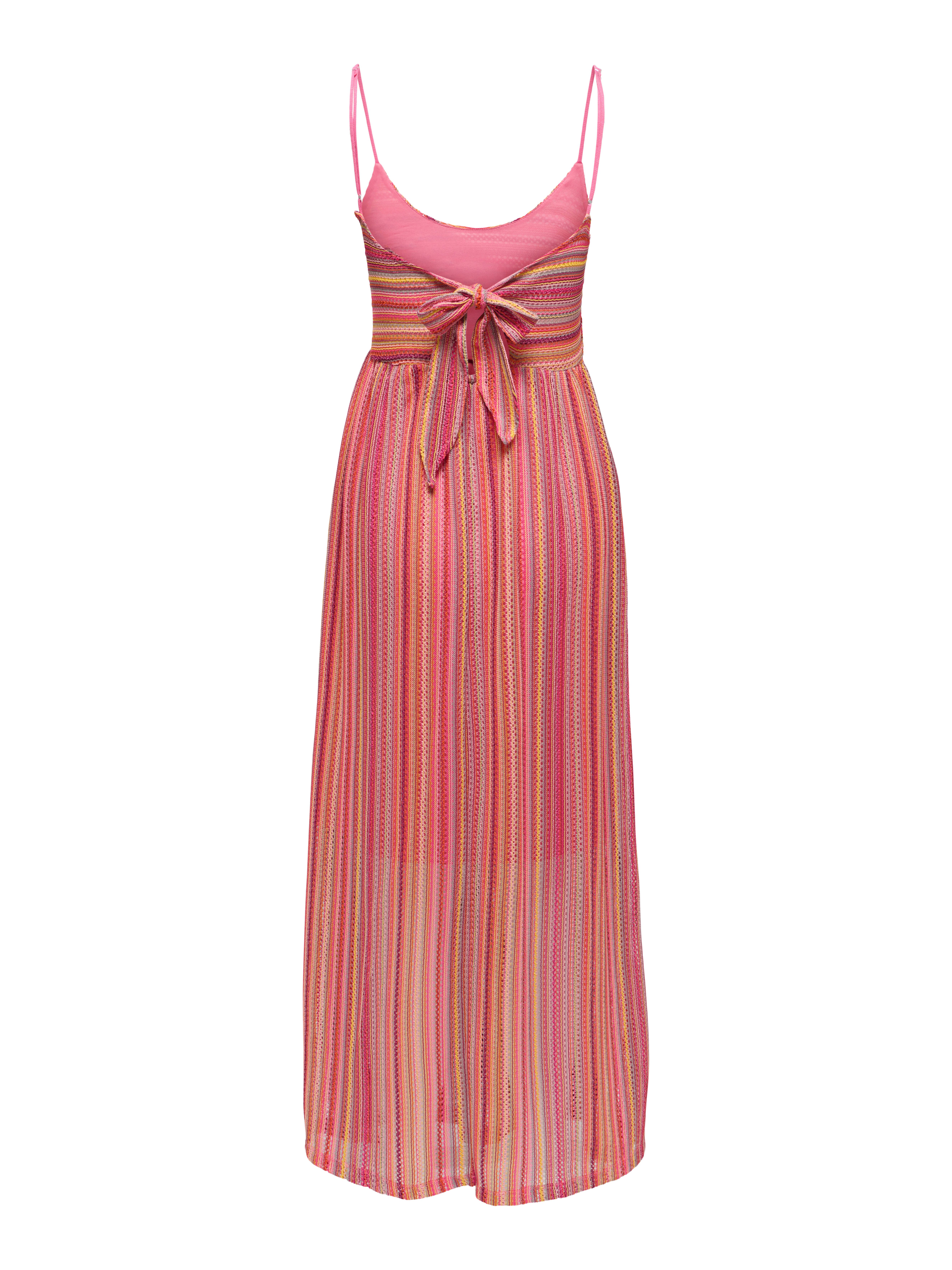 ONLY Spaghettikleid ONLSANDY LONG DRESS JRS Materialmix, regular fit, V-Ausschnitt