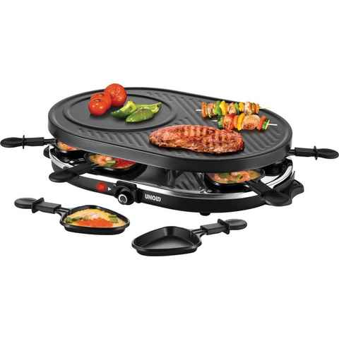 Unold Raclette Gourmet 48795, 8 Raclettepfännchen, 1200 W