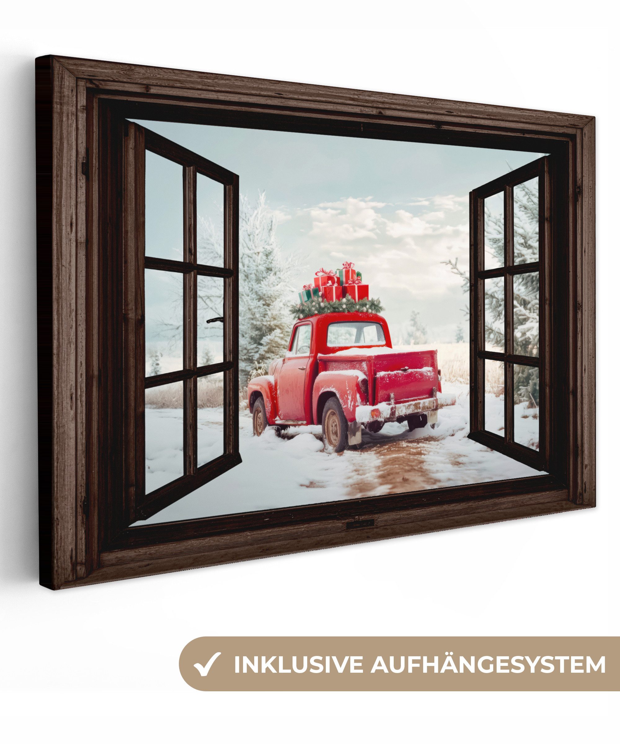 OneMillionCanvasses® Leinwandbild Fensterblick - Auto - günstig online kaufen