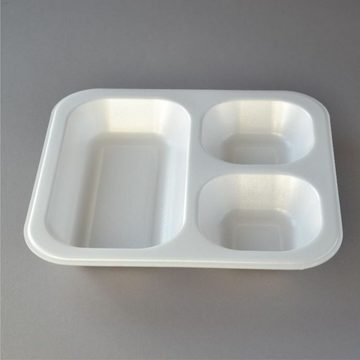 Lunchbox 200 Stück Siegelschalen 3-geteilt (262×247×40 mm), 1150 ml, laminiert, Menüschale 603, passend für Siegelgerät Thermobox