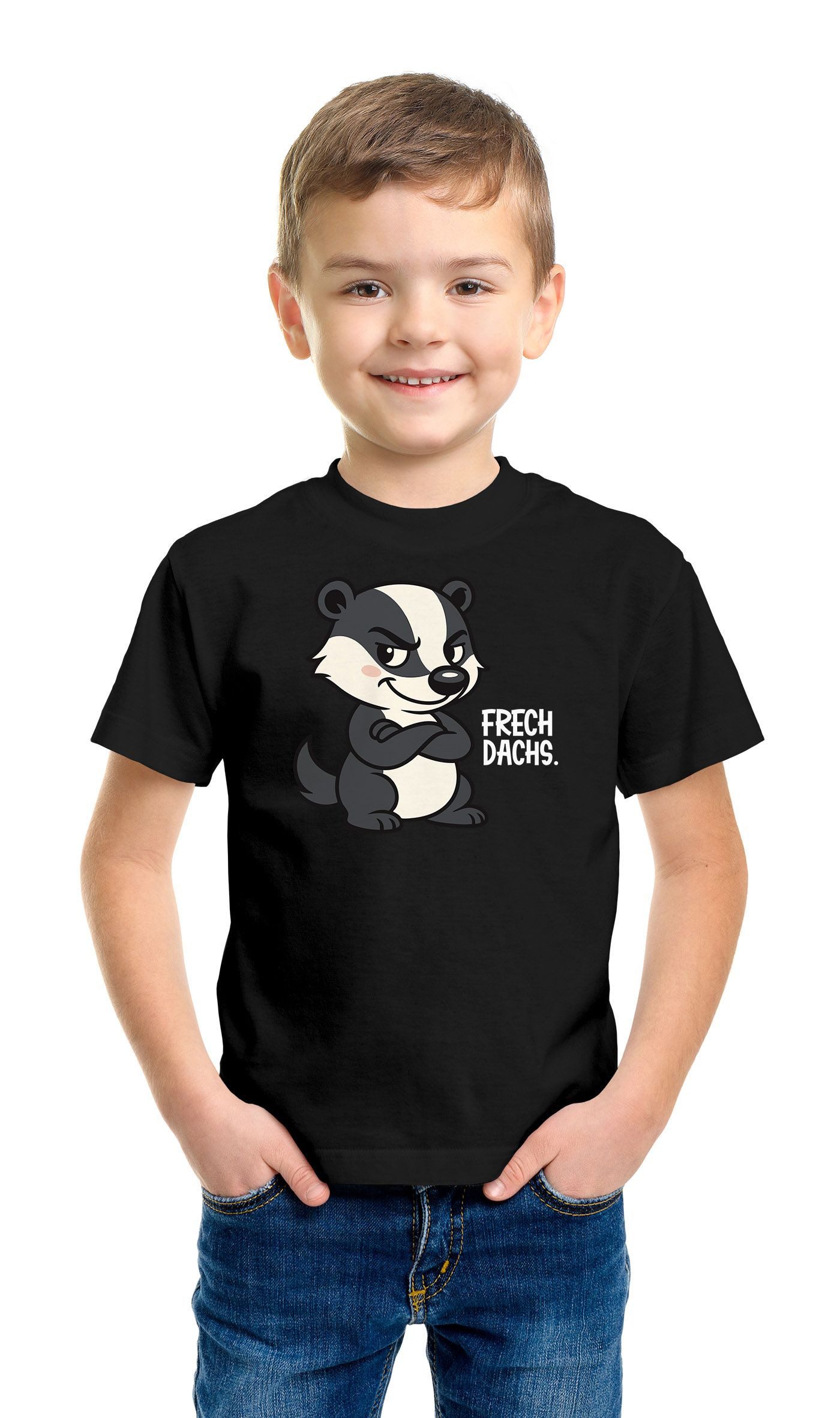 MoonWorks Print-Shirt Kinder T-Shirt Jungen mit Aufdruck Frechdachs Spruch lustig