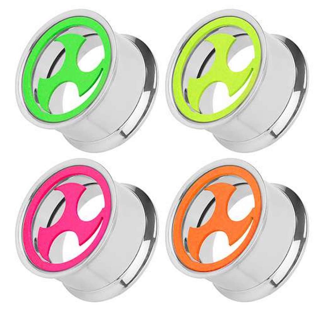 Taffstyle Plug Flesh Ohr Tunnel Neon Sonnenrad Triskele Orange 12mm, Ohrpiercing Ohr Ear Flesh Tunnel Plug Piercing