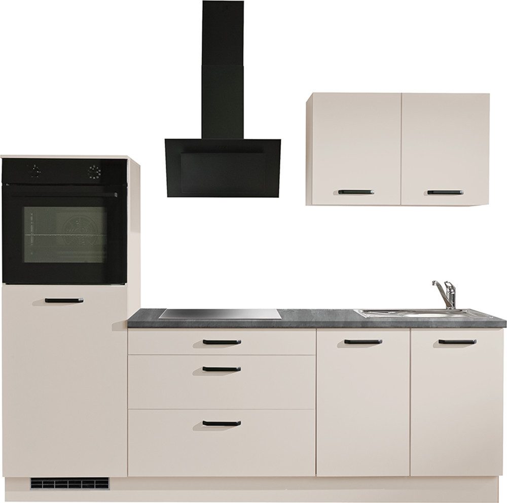 wiho Küchen Küchenzeile Compact: Kleines Format, große Ausstattung, optional mit E-Geräten, Variante mit Kühlschrank, Breite 240 cm