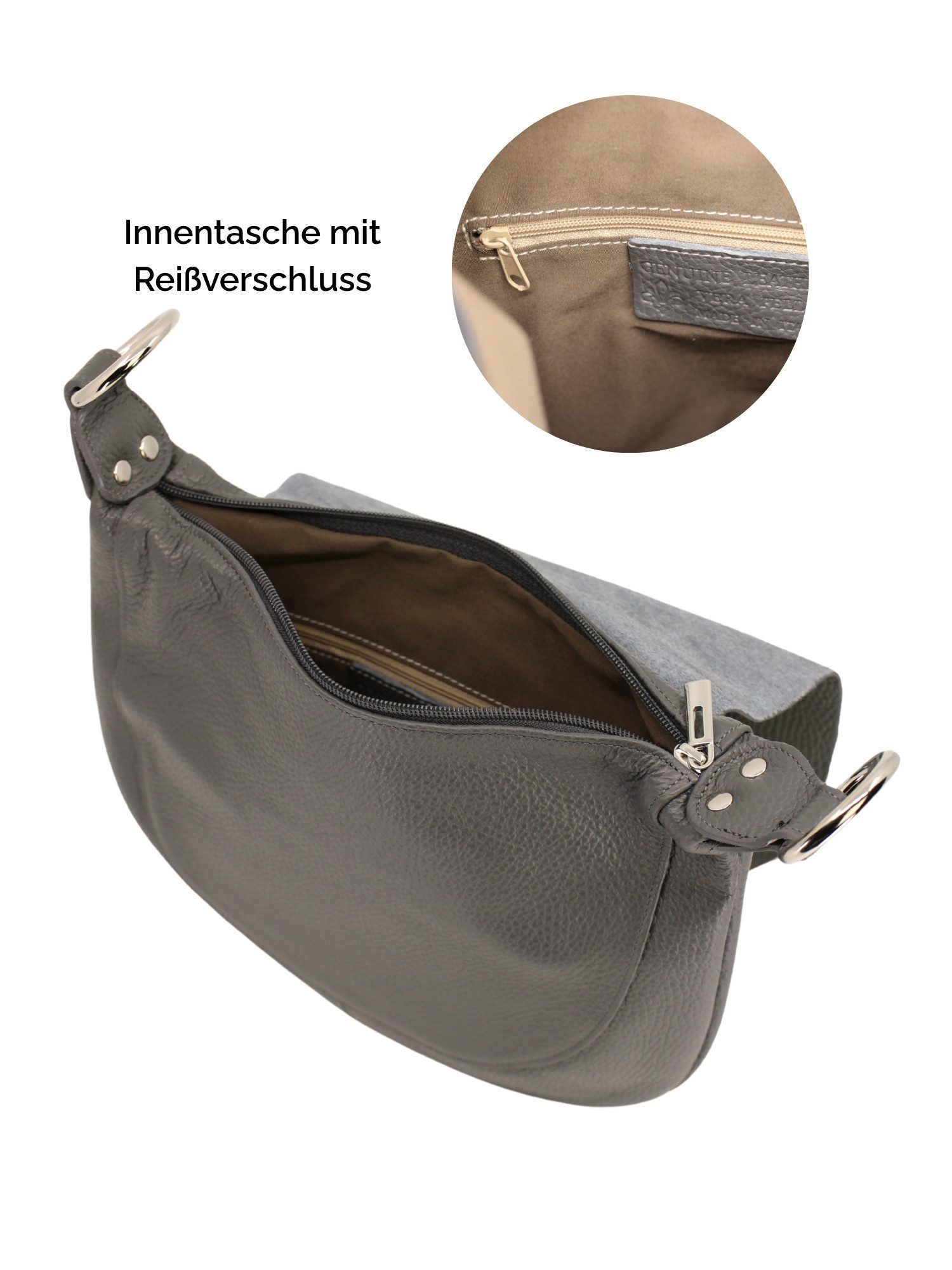 Adel Bags Schultertasche Kayla Ledertasche Made in Italy mit 2 Riemen, Zwei Tragegurte inklusive, Made in Italy