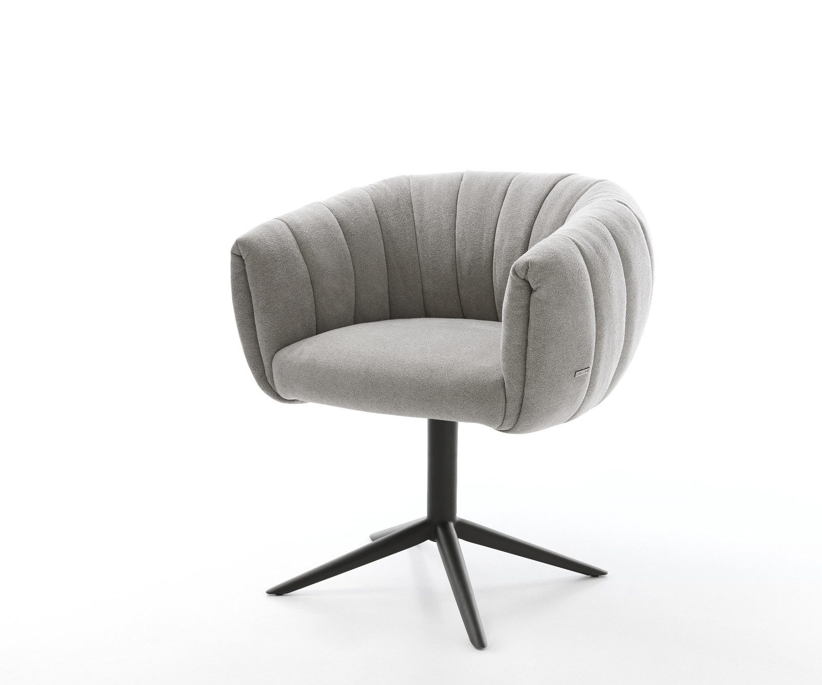DELIFE Polsterstuhl Jada-Flex, Fußkreuz Schwarz Strukturstoff Soft Grau 360° drehbar Wippfunktion Tas