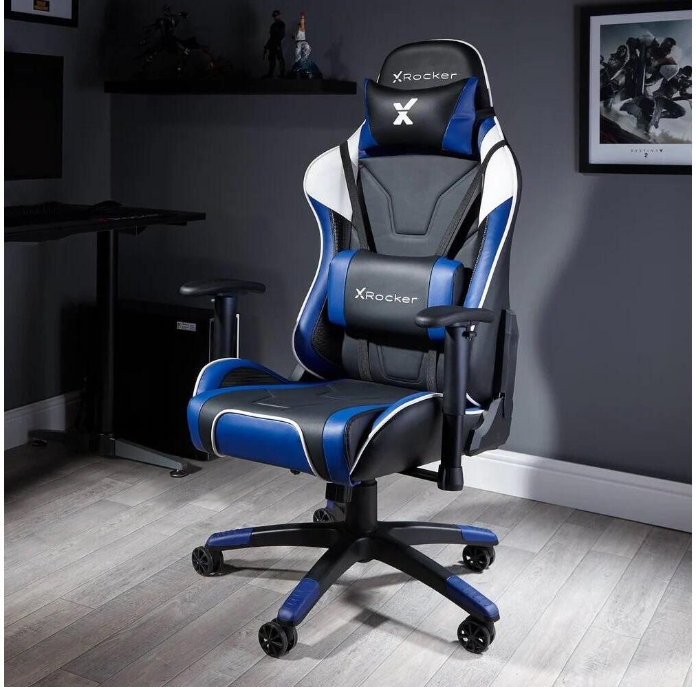 X Rocker Gaming-Stuhl Agility eSports Gaming-Bürodrehstuhl - blau/schwar