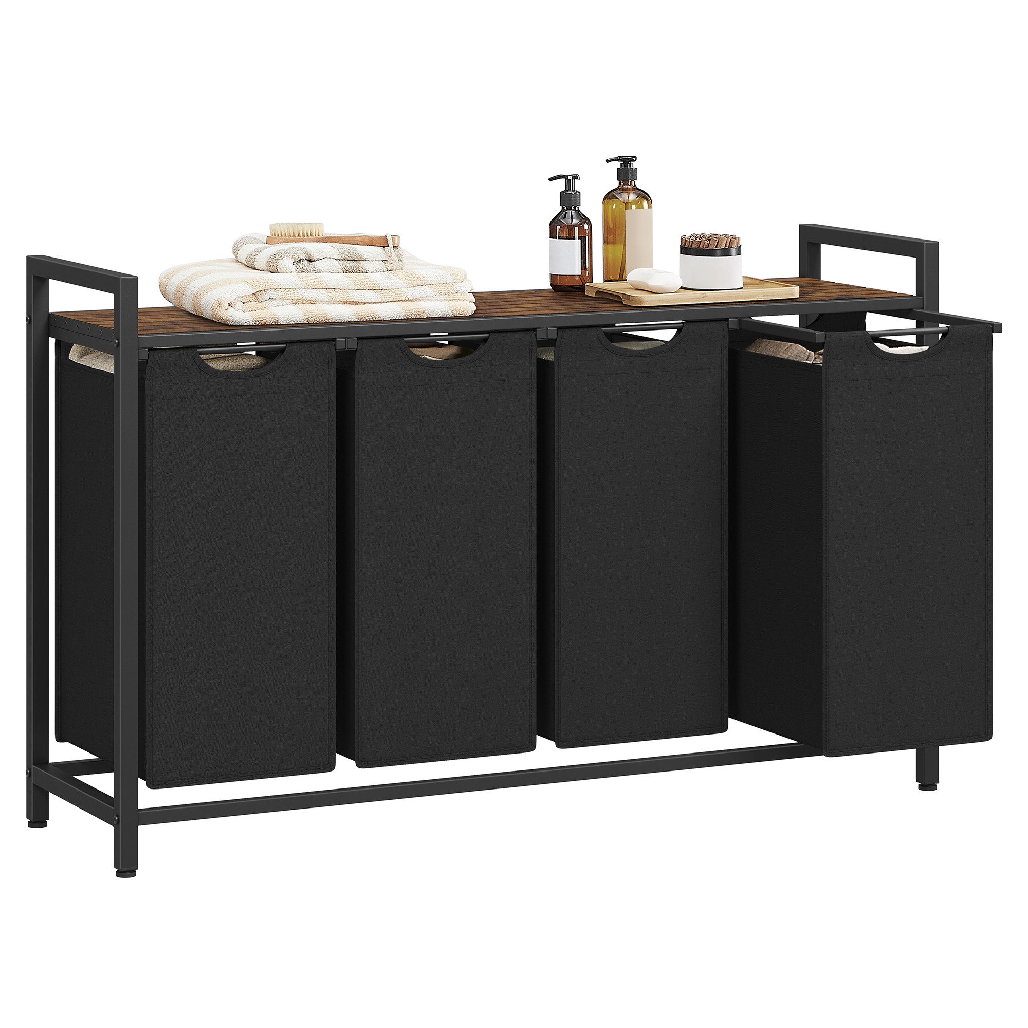 VASAGLE Wäschekorb, 4 Fächer, mit Ablage, ausziehbar abnehmbar, 4/5 x 40 L günstig online kaufen