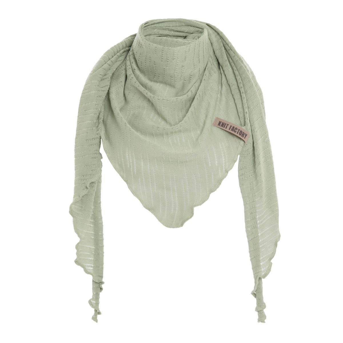 Knit Factory Strickschal Jose Dreieckstuch Sage Green 190x85 cm Gestreift, (Set, 1-St. Spar-Set), Schal Damen Herren set loop tücher schals winter Strick Mode herbst