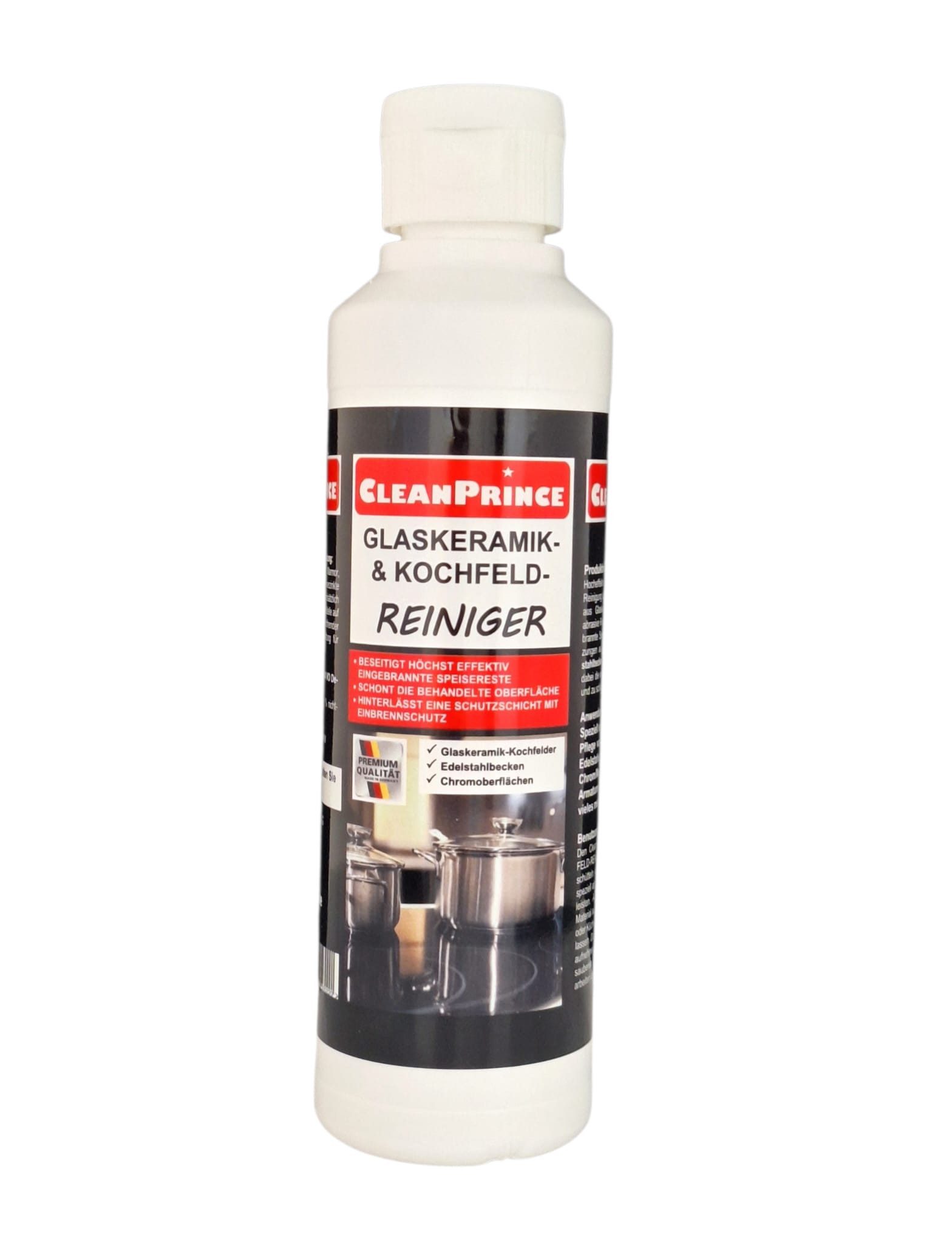 CleanPrince Glaskeramikreiniger und Kochfeldreiniger Politur 250 ml Glaskeramikreiniger (Hocheffektive Premiumpolitur)