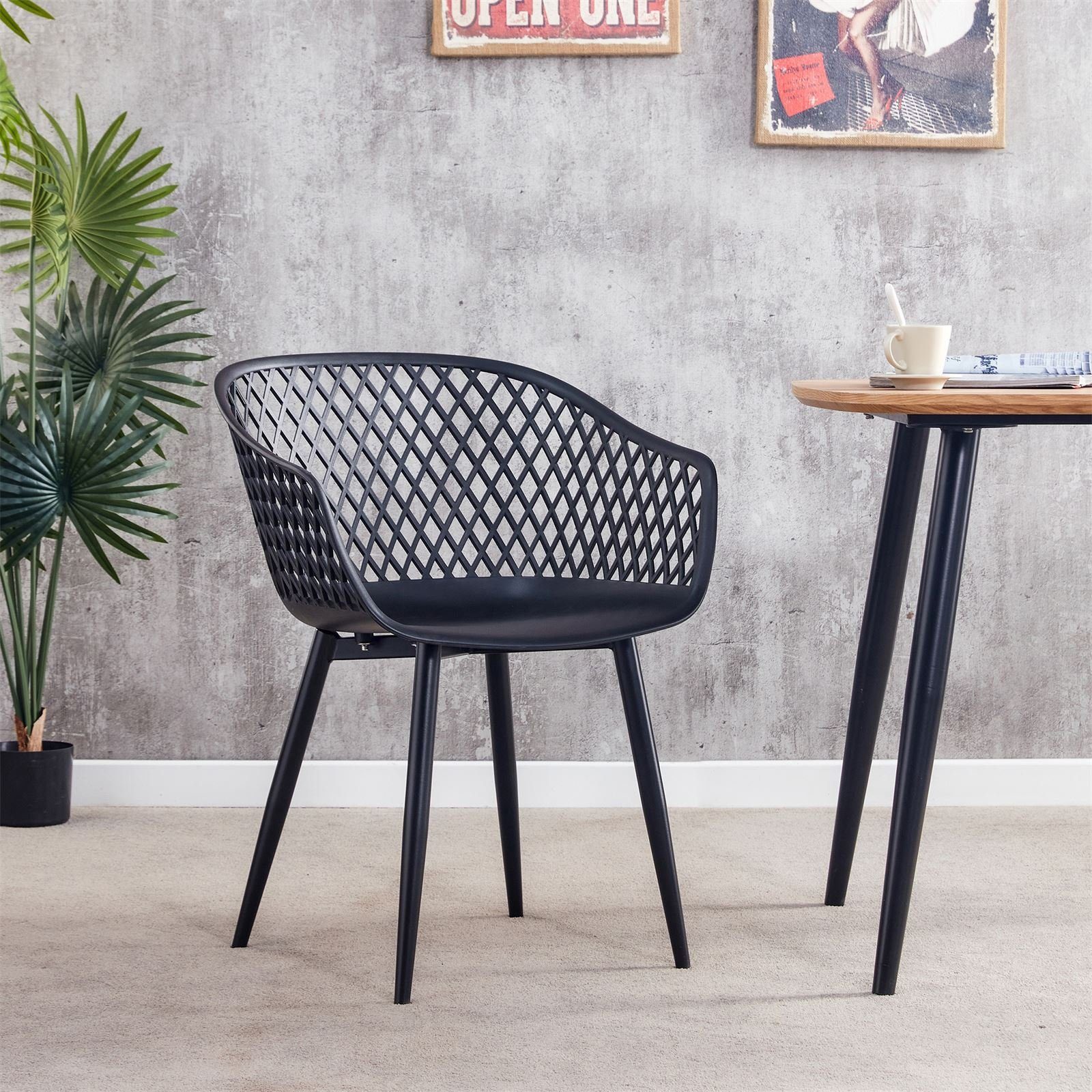 IDIMEX Esszimmerstuhl Retro 4er Sitz Design Küchenstuhl St), (4 Set schwarz/schwarz Stühle mit MADEIRA Esszimmerstuhl Kunsts