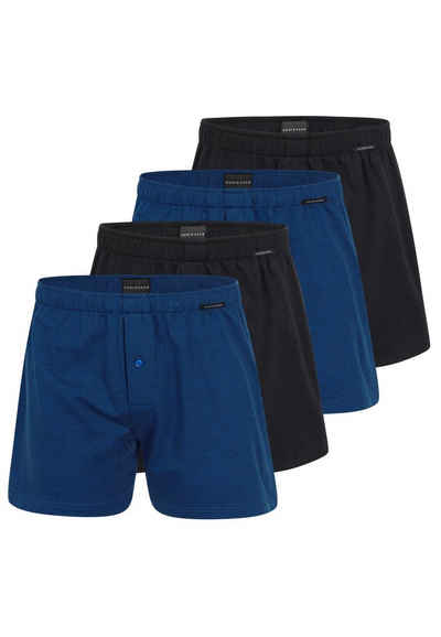 Schiesser Boxershorts 4er Pack Singel-Jersey (Spar-Set, 4-St) Boxershorts - Baumwolle - Mit Eingriff - Eingriff mit Knopf