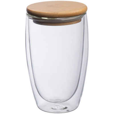 Livepac Office Glas Doppelwandiges Glas / Füllvermögen: 500 ml / mit Holzdeckel