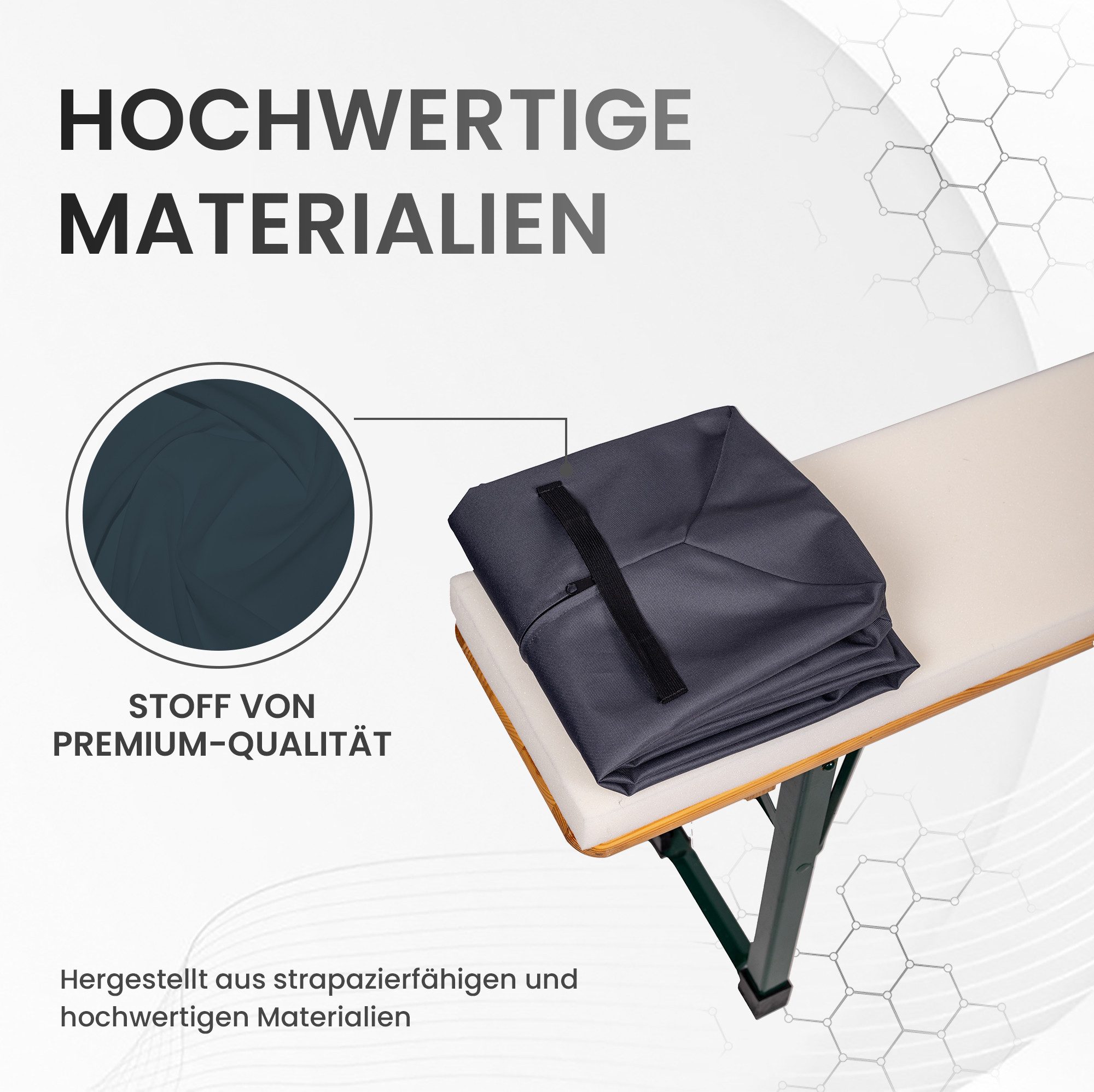 TexDeko Bankauflage mit Reißverschluss und Polsterung zum selber Aufziehen XL, (1 St), 180x25x4cm, waschbar & pflegeleicht