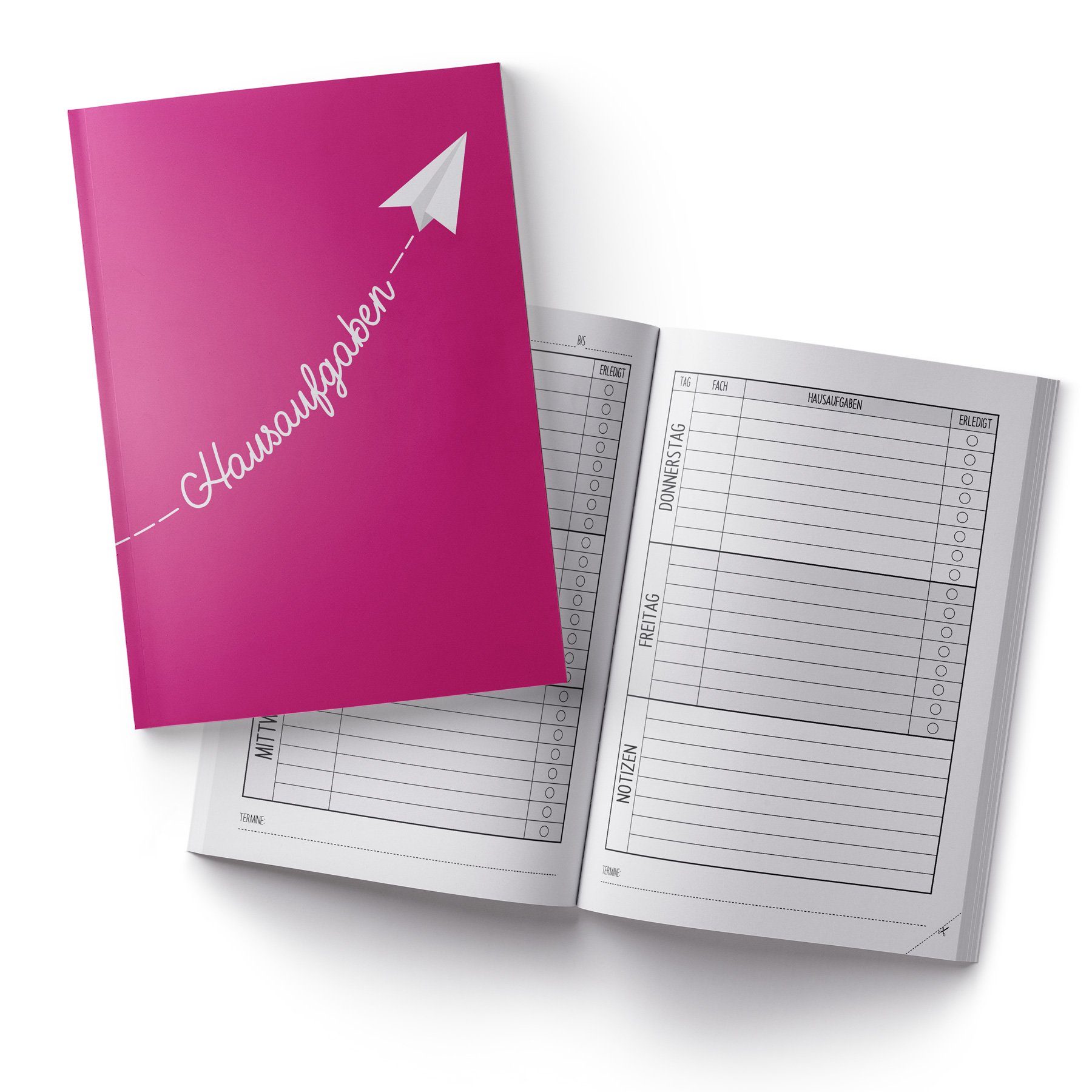 itenga Notizheft itenga Hausaufgabenheft Papierflieger Pink (Motiv 17) DIN A5, 96 Seite