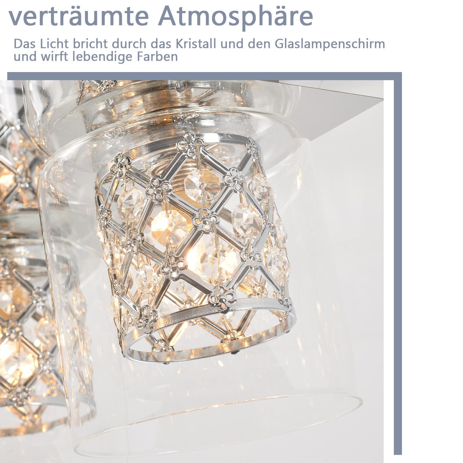 Nettlife Deckenleuchte Kristall Schwarz Deckenlampe Schlafzimmer günstig online kaufen