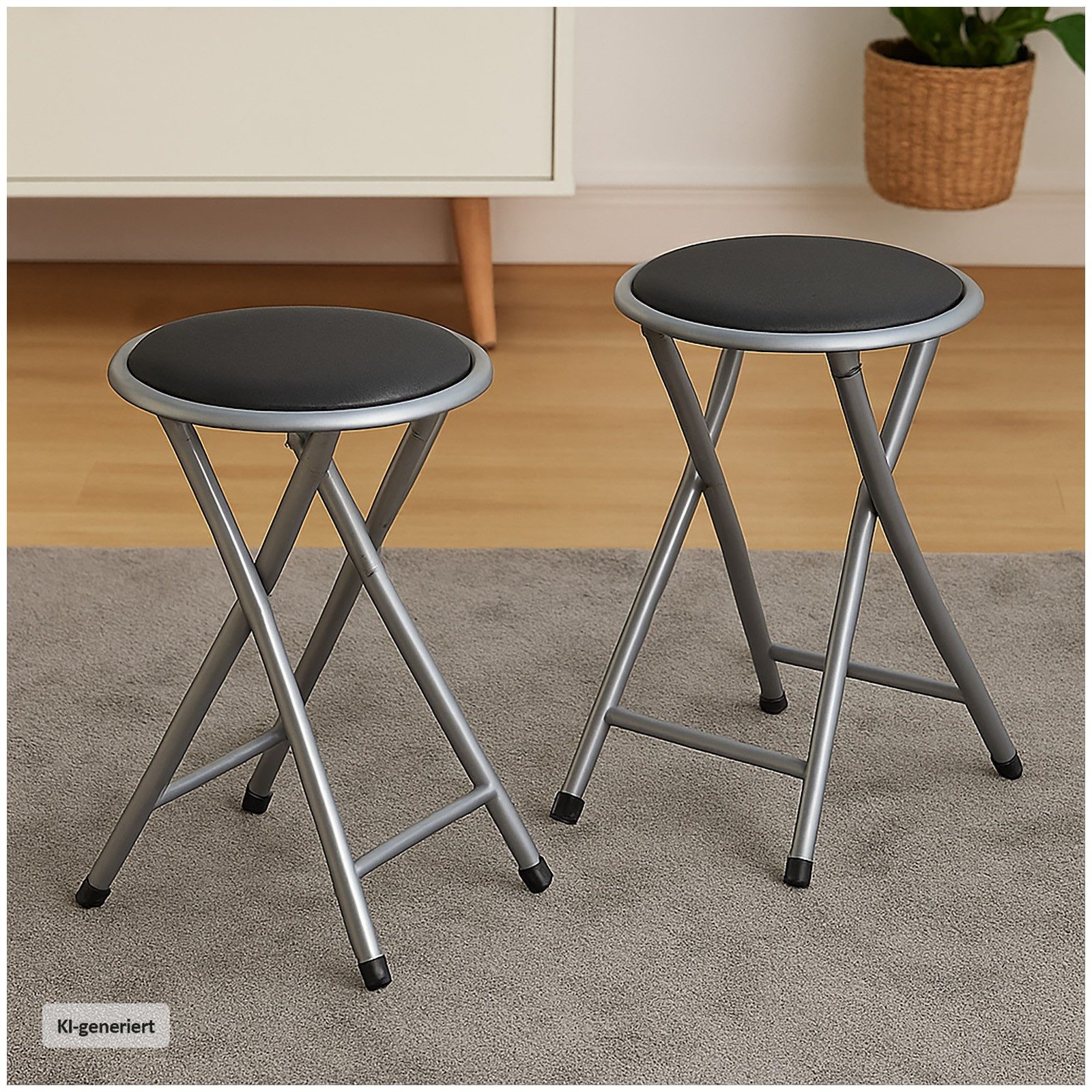 HTI-Living Hocker Faltbarer Hocker mit Metallgestell und Kunstleder (Set, 2 Hocker), Küchenstuhl Kunstleder