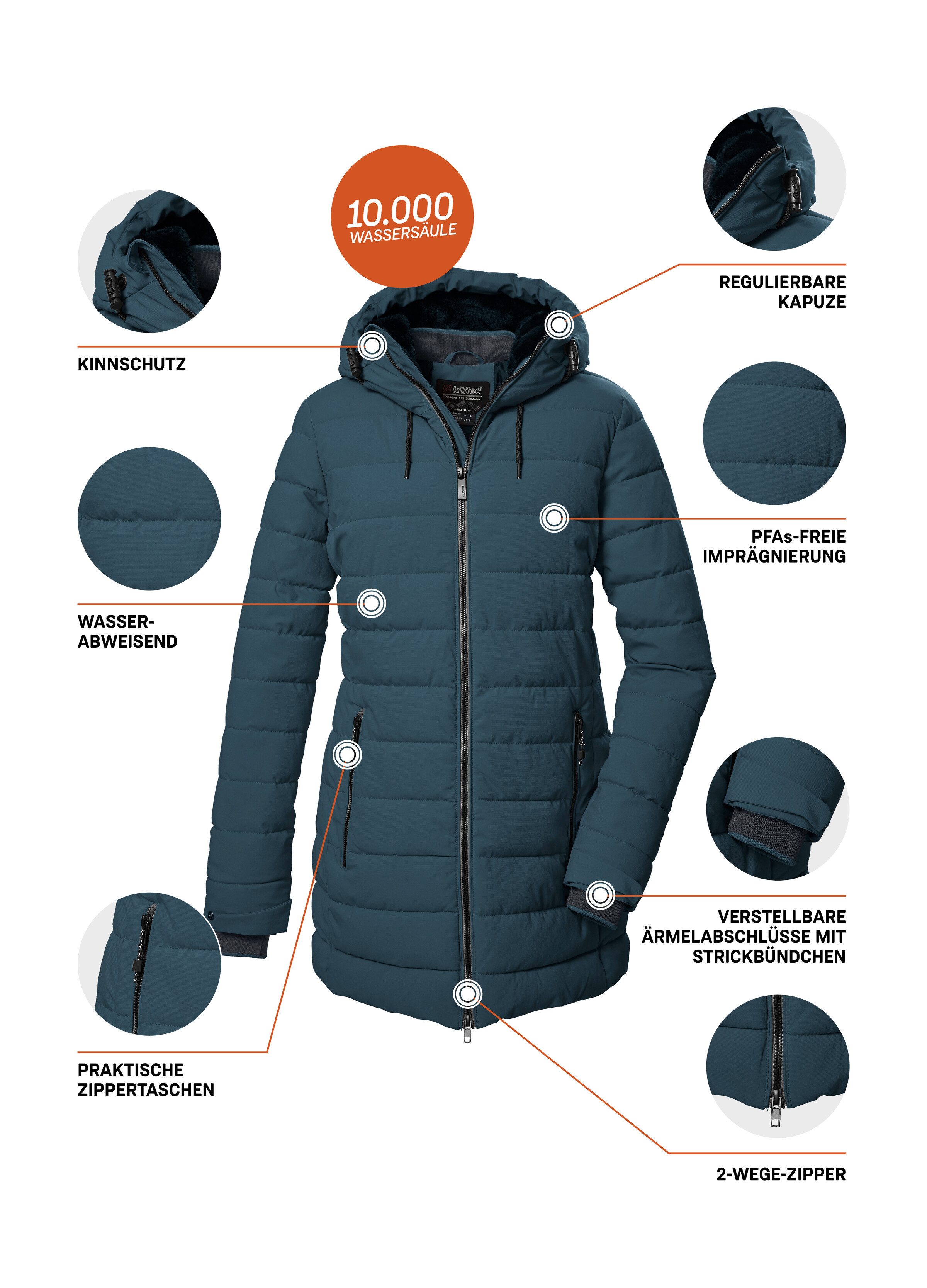 Killtec Steppmantel KOW 55 WMN QLTD PRK Wasserabweisender, winddichter Damenparka, atmungsaktiv