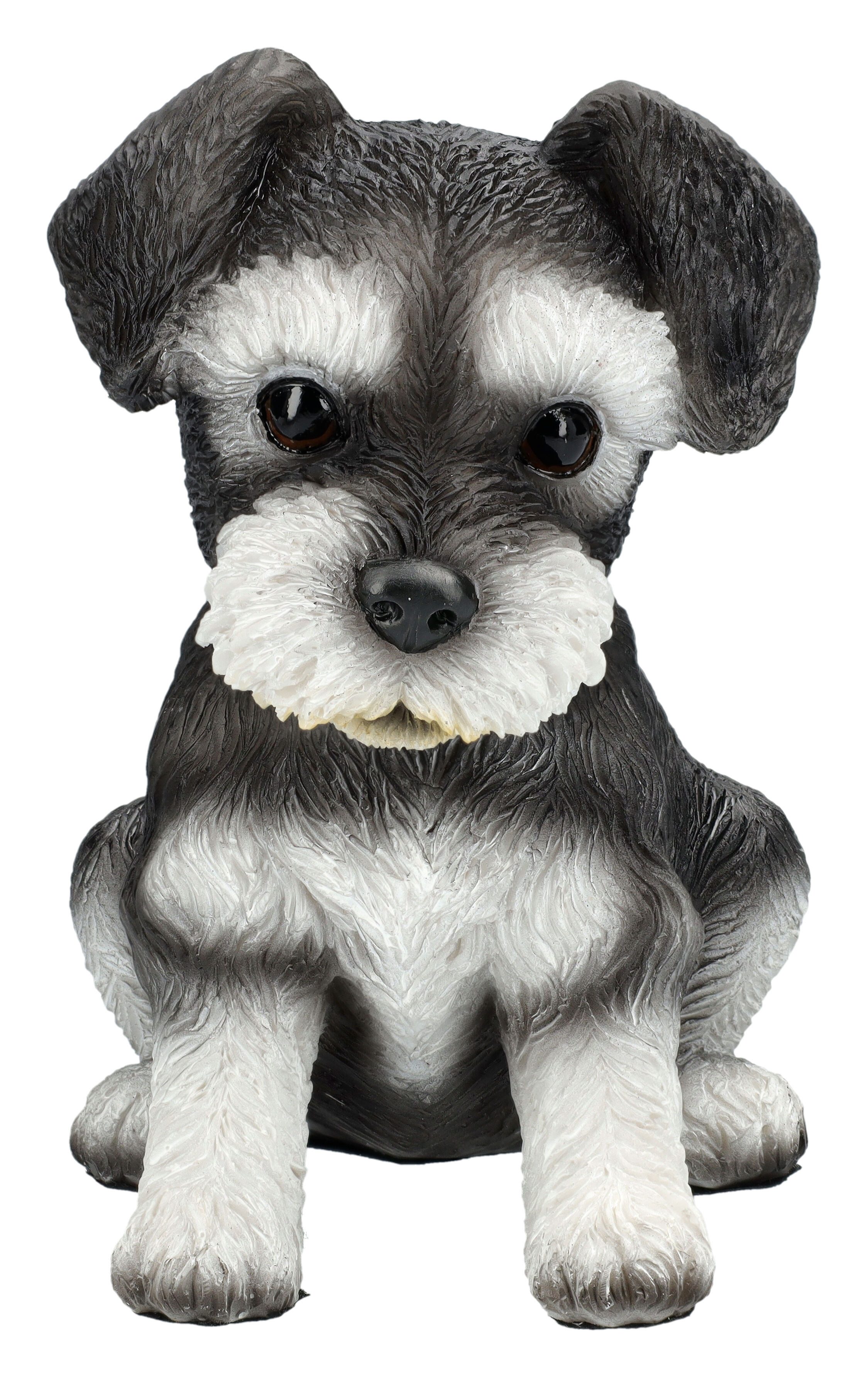 Tierfigur Schnauzer Figur – Mini Welpe Deko Hund Statue handbemalt 14,5 cm