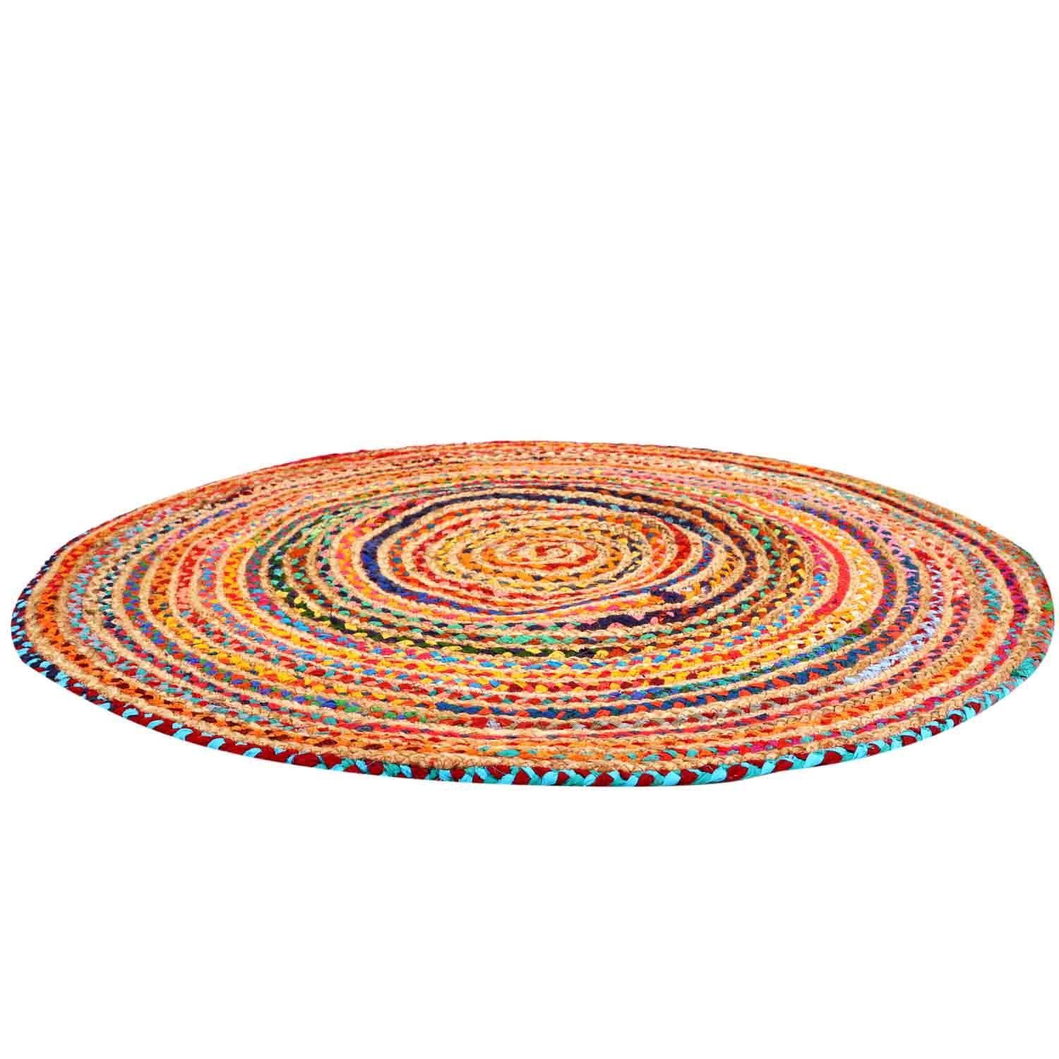 Orientteppich »Casa Moro Jute Teppich Tamani bunt rund, Teppich-Läufer im  Boho-Style aus 100% Naturfaser Jute & Baumwolle handgeflochten, Für einfach  schöner Wohnen«, Casa Moro, rund, handgeknüpft, handgemacht