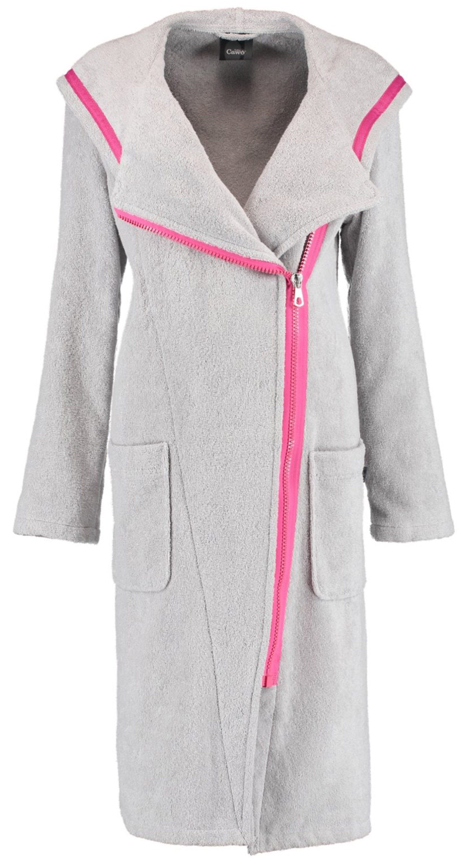 Cawö Damenbademantel 6116, Kurzform, Baumwolle, Kapuze, Reißverschluss, Zip günstig online kaufen