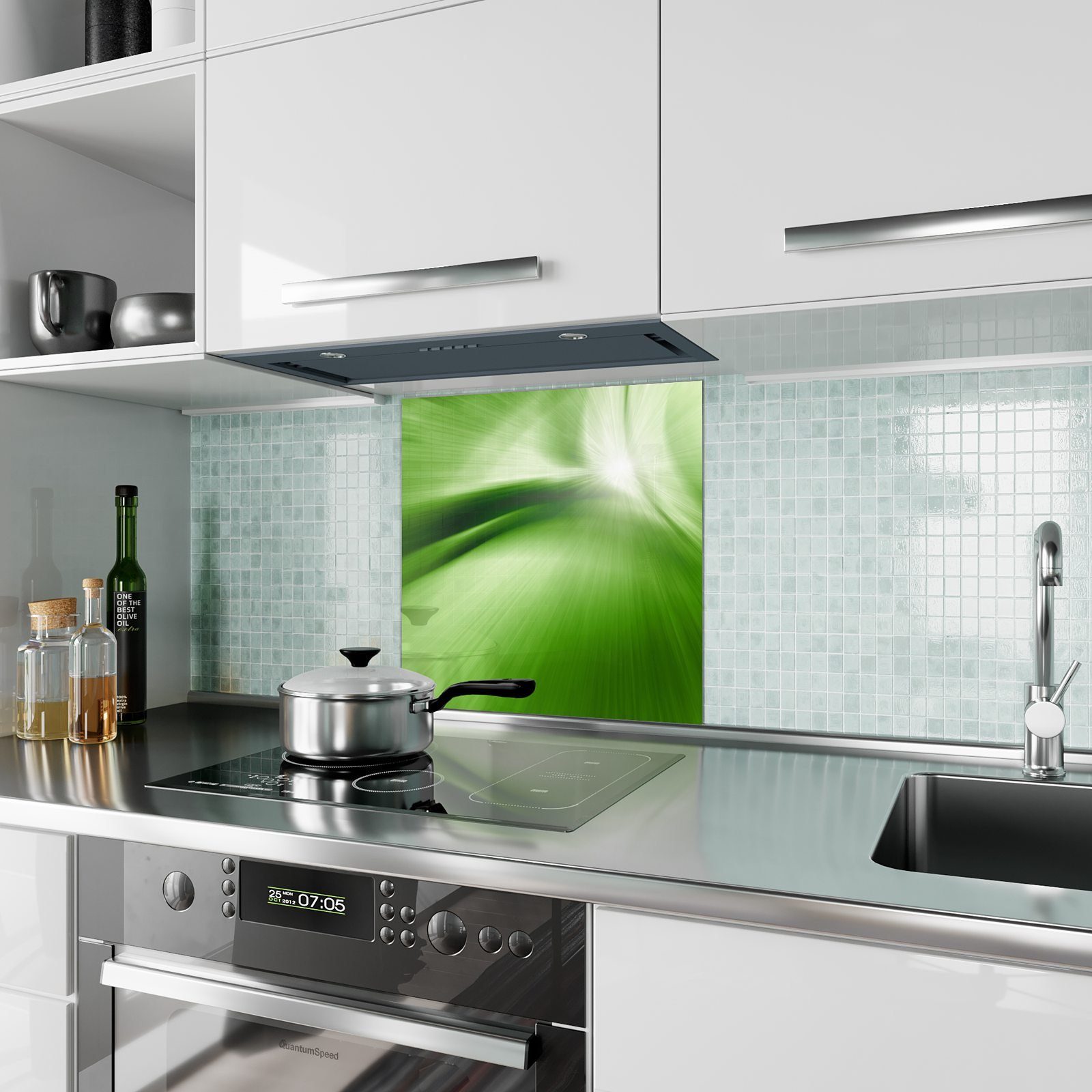 Primedeco Spritzschutz Küchenrückwand Hintergrund Glas Grüner