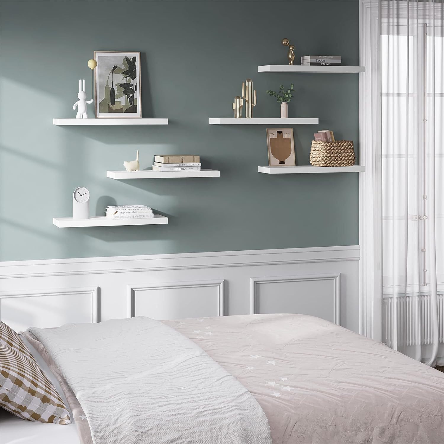 Woltu Wandregal, 6-tlg., Schweberegal Regal Wanddeko aus MDF günstig online kaufen