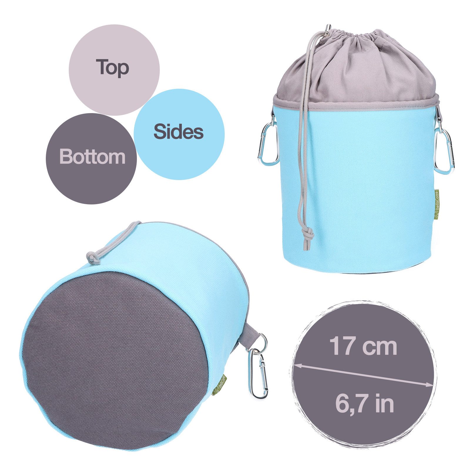 trendfinding Wäscheklammern 70 Wäscheklammern Regenbogen Edelstahl - Canvas Klammerbeutel Hellblau, Mit neuester Klammertechnik für empfindliche Wäsche