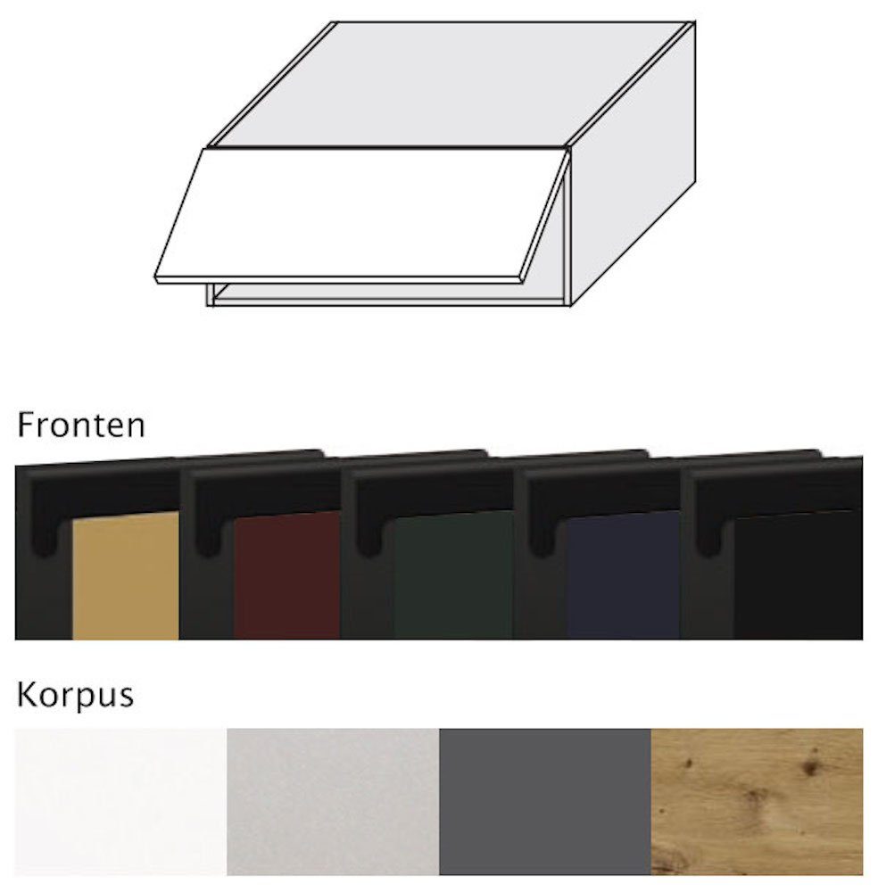 Feldmann-Wohnen Klapphängeschrank Velden 80cm Front- matt super mit und Klappe grifflos rubinrot Korpusfarbe wählbar