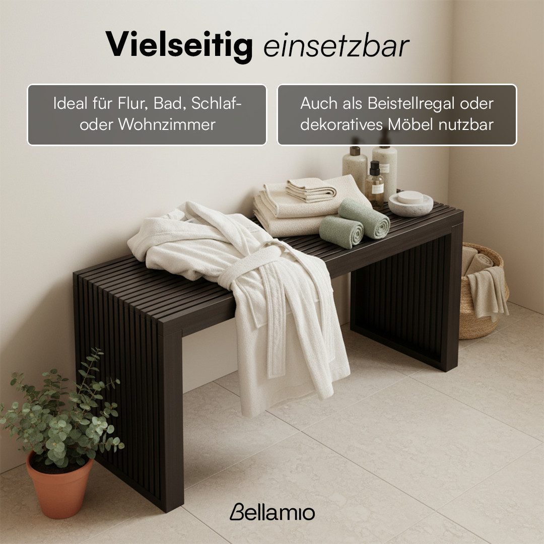 Bellamio Bank Sava aus Bambus (schwarz, bis 250 kg), für Schlafzimmer/Esszimmer/Flur, Sitzbank ohne Lehne 45x33x100 cm