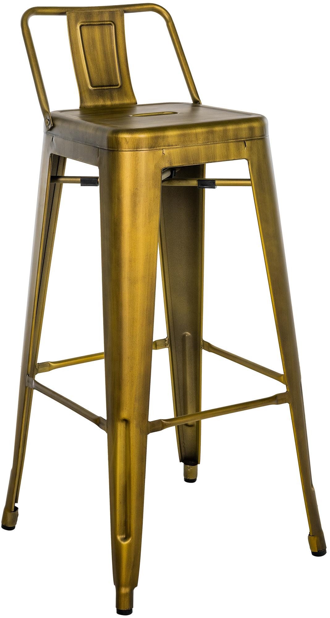 furnicato Barhocker Mason 96x44x43 cm Gold (1 St), Barstuhl mit Fußablage und Rückenlehne für Gastronomie und Küche