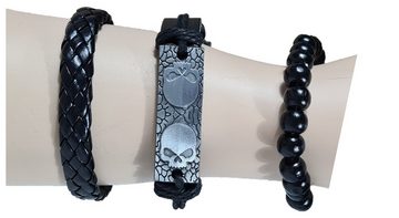 Einkaufszauber Quarzuhr Armbanduhr Skull Totenkopf Set mit 3 Armbändern