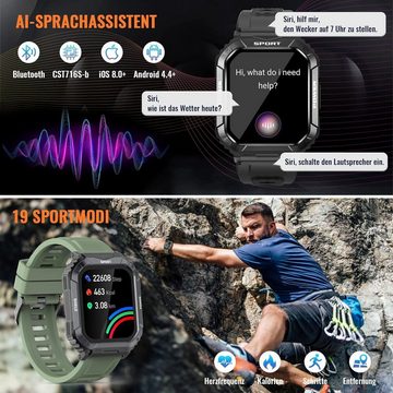Nendefin Smartwatch (1,83 Zoll, Android, iOS), Telefonfunktion 1,83" Touchscreen Armbanduhr 5ATM Wasserdicht Sportuhr