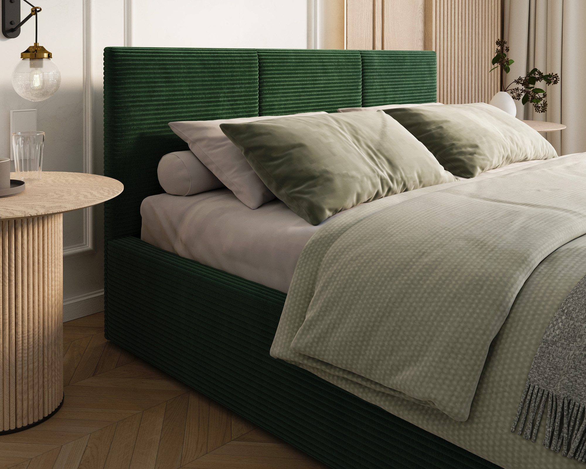 thematys Polsterbett mit Bettkasten & Lattenrost – Stauraumbett Cord 120x200–180x200 (Optional mit 28 cm H3/H4 Taschenfederkern oder 23 cm Taschenfederkern-Matratze H2)