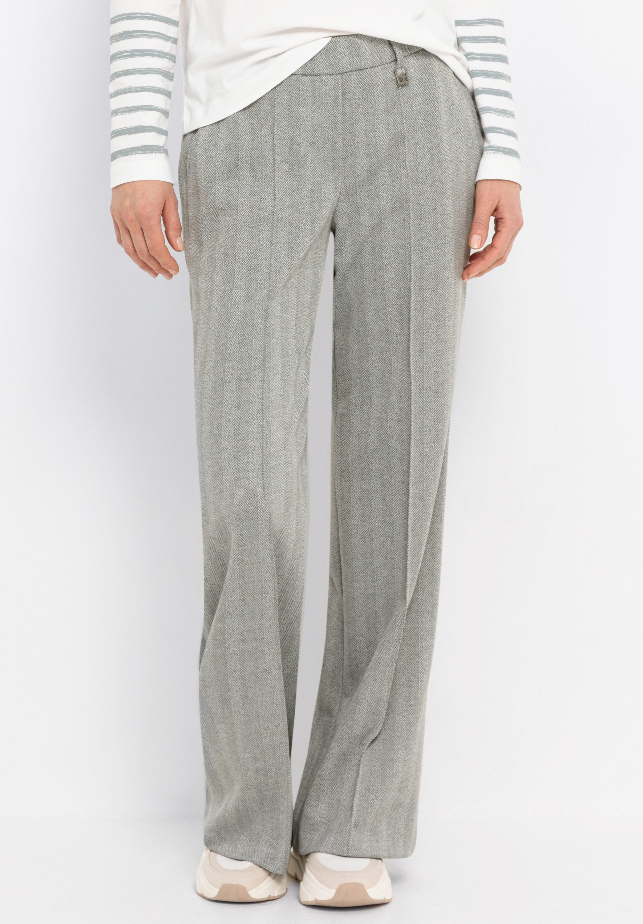 bianca Stretch-Hose PARIGI in angesagtem Fischgrät-Muster