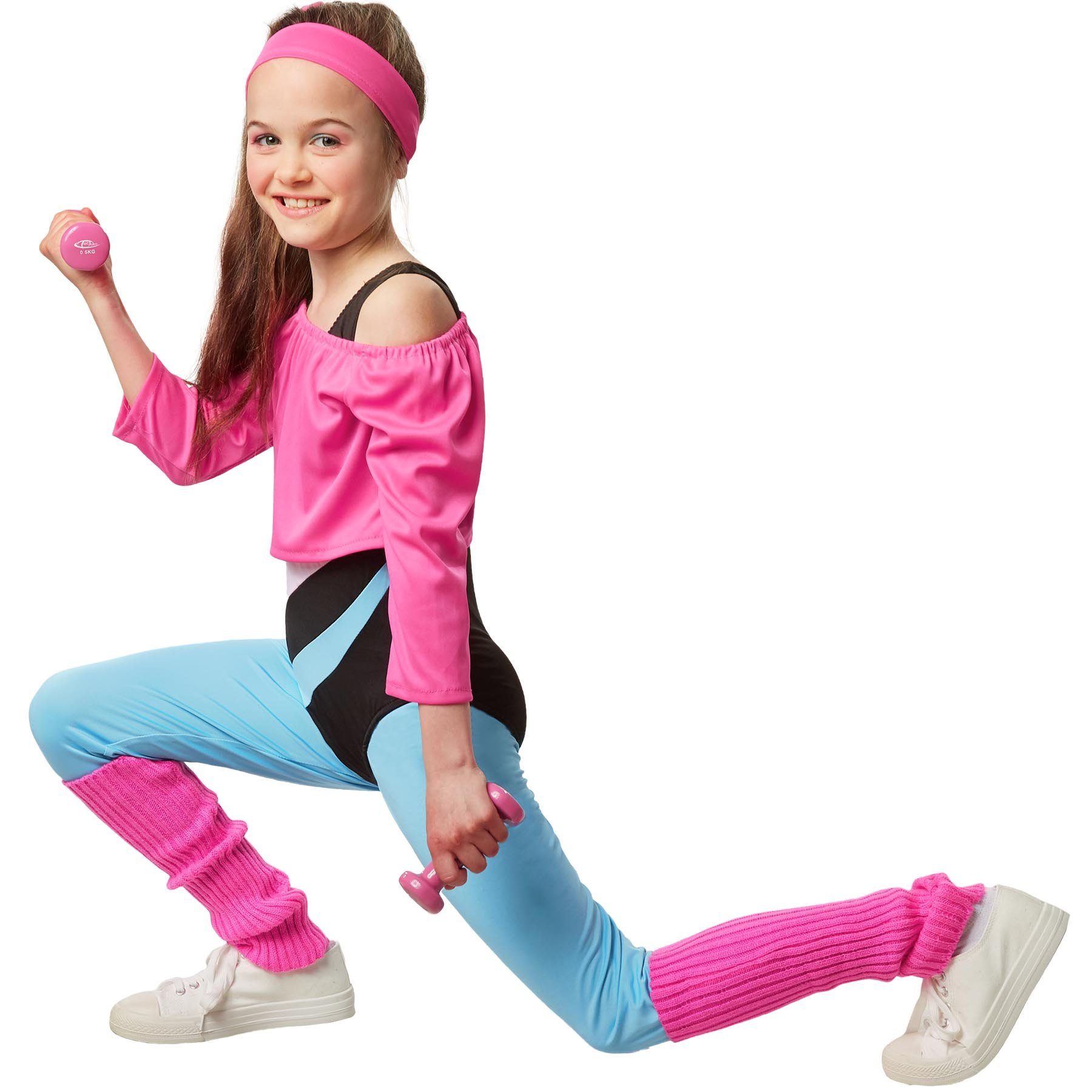 dressforfun Hippie-Kostüm Kinderkostüm Fitness-Sternchen, Aerobic-Outfit im Stil der 80er Jahre