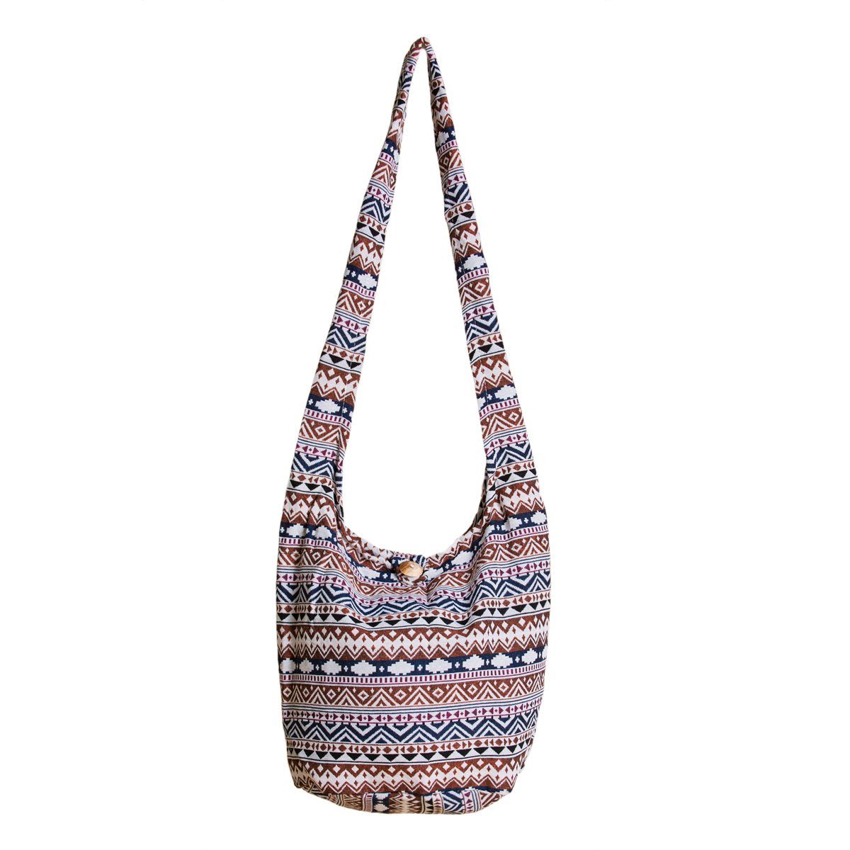 PANASIAM Strandtasche Schulterbeutel in gewebten Designs aus 100 % Baumwolle Umhängetasche, In 2 Größen Beuteltasche auch als Wickeltasche und Handtasche geeignet braunton