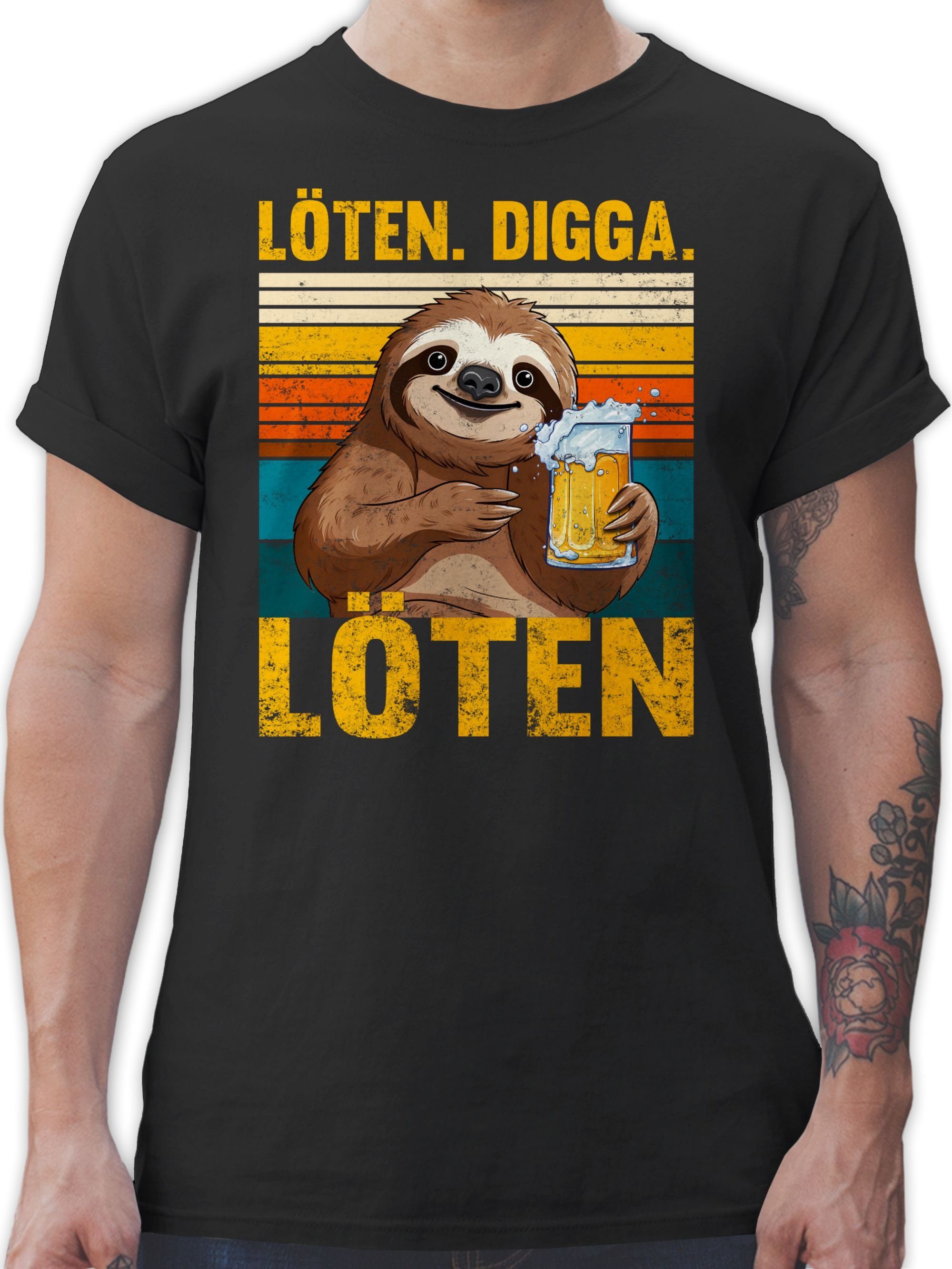 Shirtracer T-Shirt Löten Digga Löten - Digga Löten Bier Biertrinker Faultier Saufi Party & Alkohol Herren