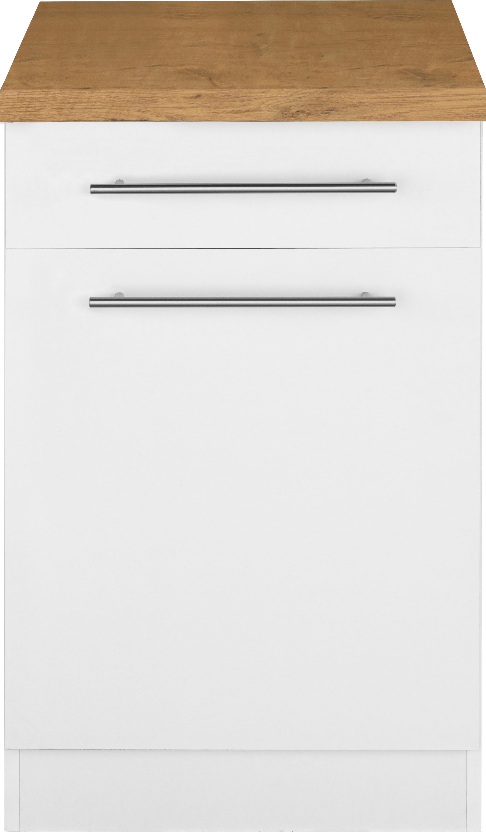 wiho Küchen Unterschrank Unna 50 cm breit weiß/kastelleichefarben | Weiß | Unterschränke