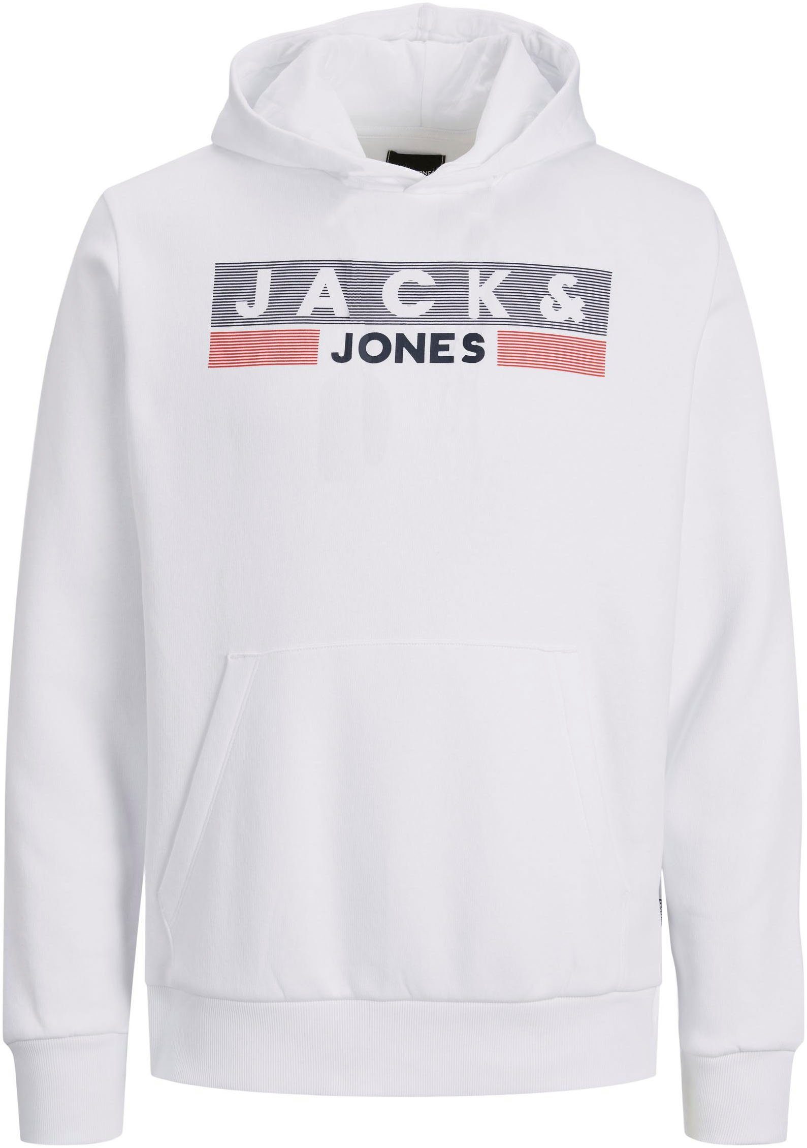 Jones JJECORP & HOOD NOOS white Junior Kapuzensweatshirt LOGO Jack PLAY4 SWEAT JNR