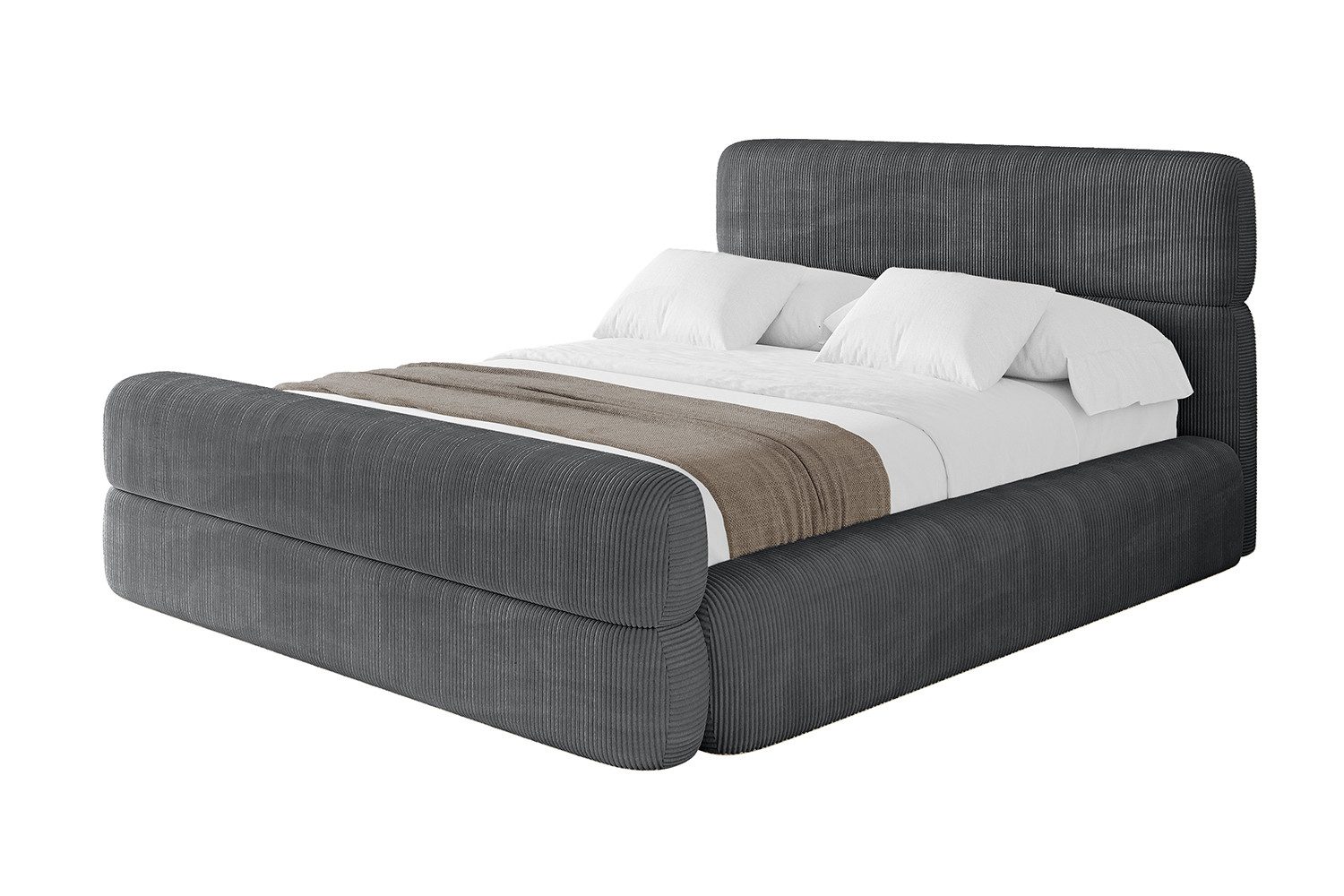 ALTDECOR Polsterbett ENORA-Z (Polsterbett mit Bettkasten und Lattenrost, Boxbett mit Matratze), Doppelbett mit Stauraum, Bett mit Kopfteil