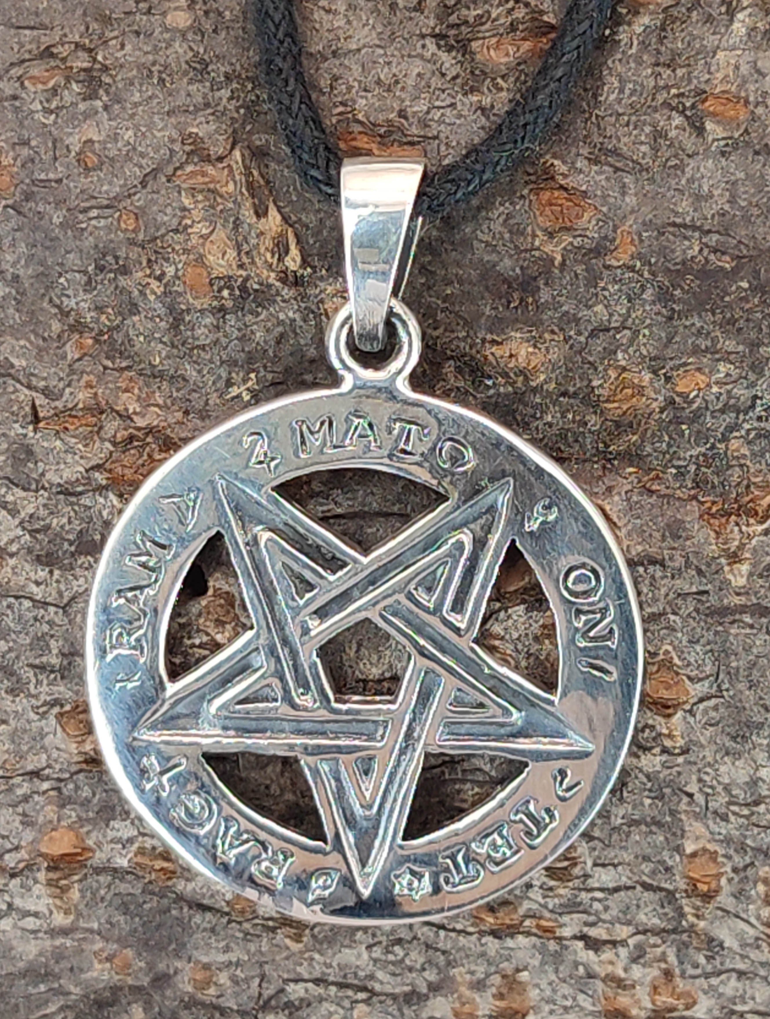 Leather Luzifer of Drudenfuß Kiss of Church Satan Kettenanhänger Pentagramm