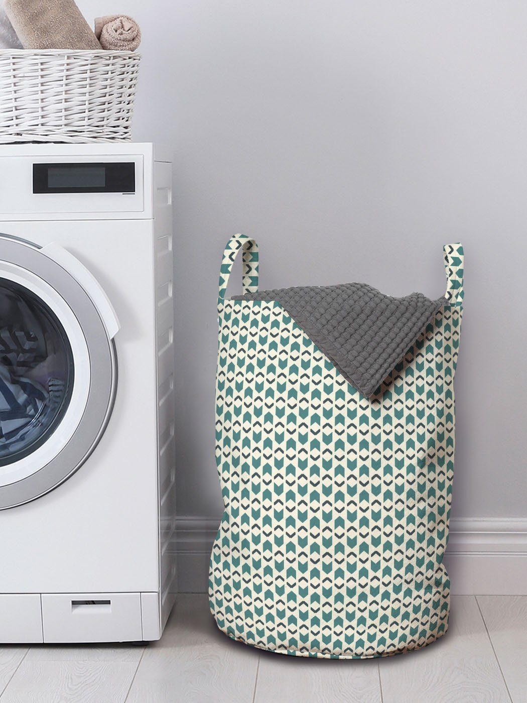 Abakuhaus Wäschesäckchen Wäschekorb der mit Konzept Abstrakt Ornaments Kordelzugverschluss Griffen für Grund Waschsalons