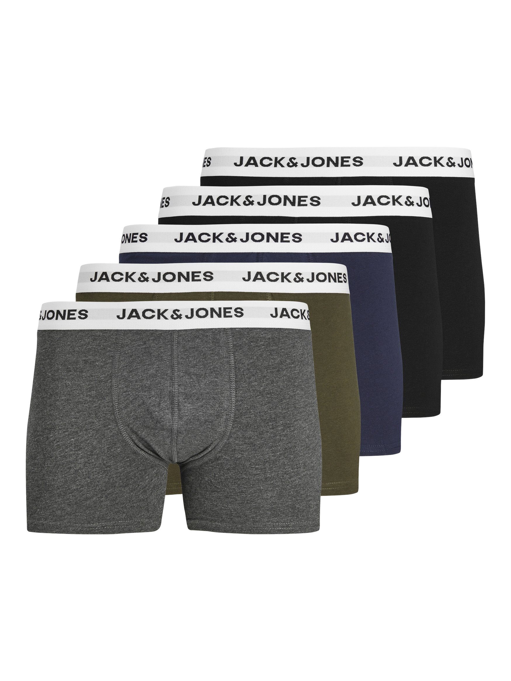 Jack & Jones Boxershorts Boxershorts 5er-Pack Basic Set Trunks Unterhosen JACBASIC (5-St) 6824 in Mehrfarbig forest night/navyblazer/DGM/black/black