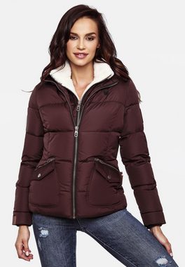 Navahoo Winterjacke Megan stylische Damen Steppjacke mit Teddyfutter