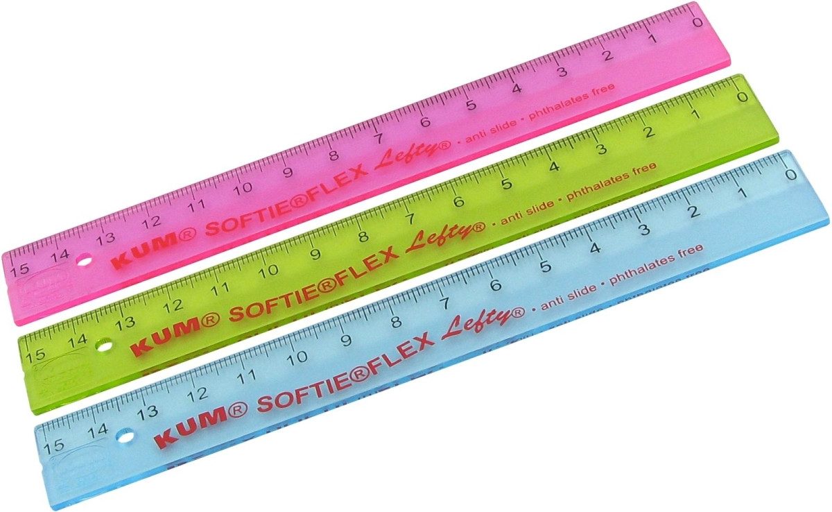 KUM Lineal Lineal L1 Softie Flexi Lefty 15cm Linkshand farbig sortiert