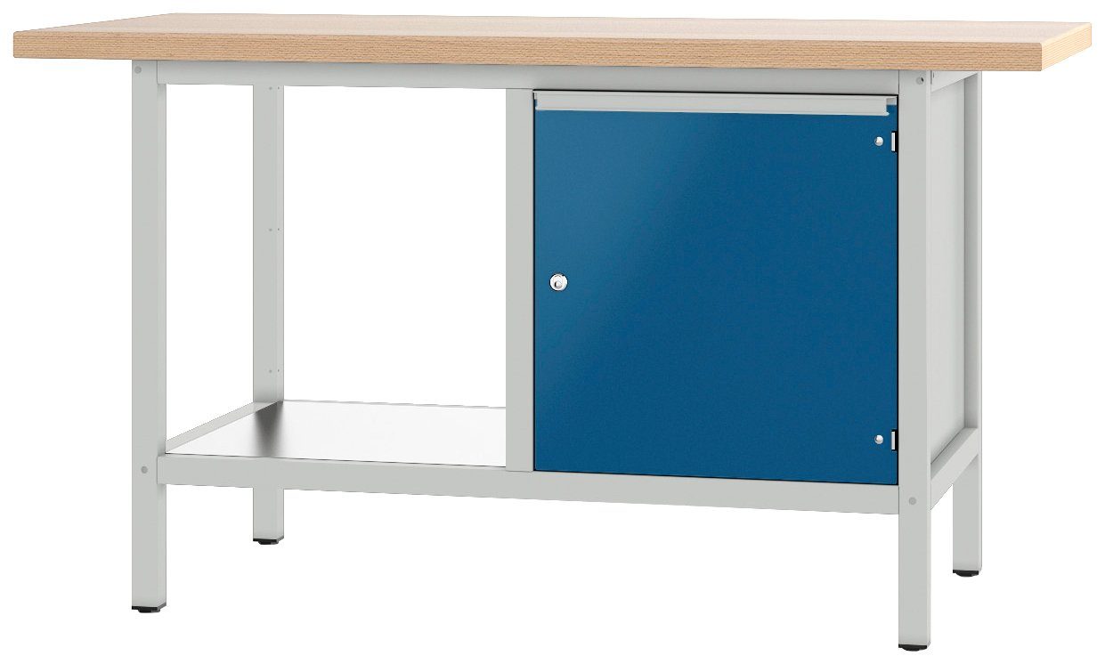 PADOR Werkbank 21 S 04, Höhe/Länge: 85,5x150 cm grau/blau | Werkbänke